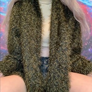 Vintage dark green sparkly fringe cardigan